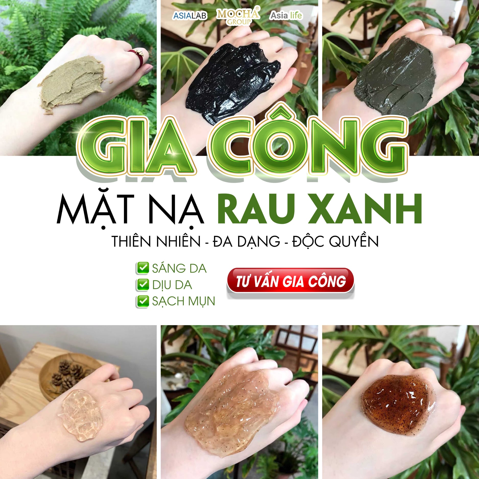 Dịch vụ gia công mặt nạ đất sét từ rau xanh